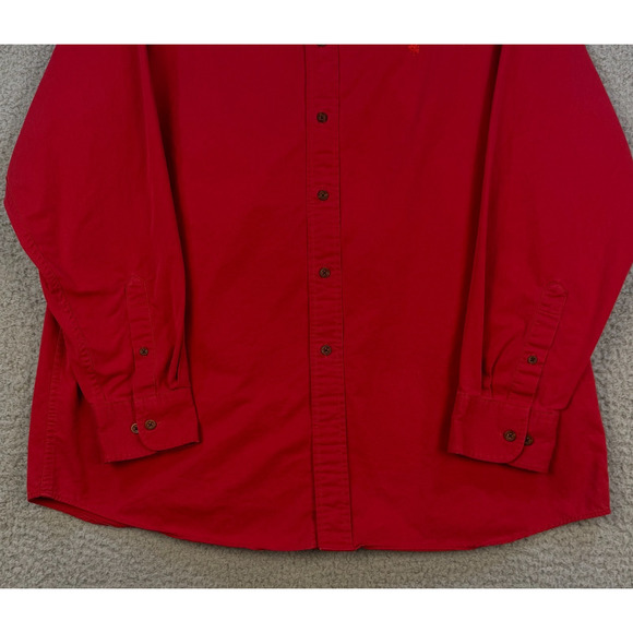Roundtree And Yorke Outdoors Mens Large Red Cotton Button Down Shirt - Picture 3 of 12